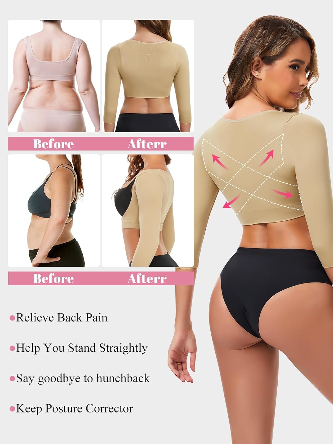 JOYSHAPER Upper Arm Shaper for Women Posture Corrector Tops Compression Sleeves Slimming Sleeves - Image 5