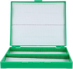 Veemoon Microscope Slides Storage Box Plastic Microscope Slides Organizer Case - Sponge Liner - can Storage 100pcs Slides for Specimens Container Organization Scientific Education Experiments