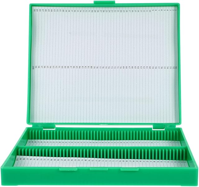 Veemoon Boîte de stockage de diapositives Microscope en plastique Boîte d'organisateur - Linge d'éponge - peut Stockage 100pcs Diapositives pour l'organisation des conteneurs de spécimens Expériences d'éducation scientifique