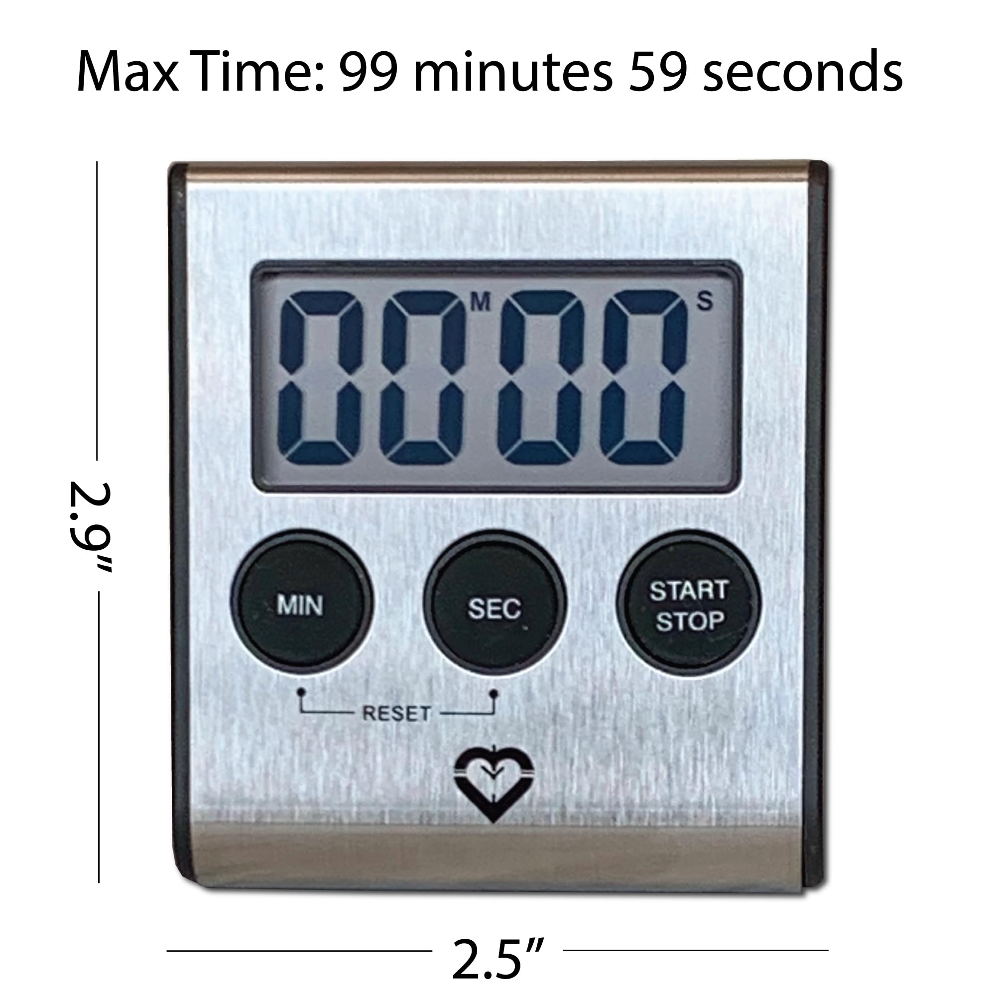 Temporizador digital de cocina de acero inoxidable de alta calidad, parte trasera magnética ultra fuerte, soporte de escritorio plegable, configuración de un solo toque sin esfuerzo, alarma extra