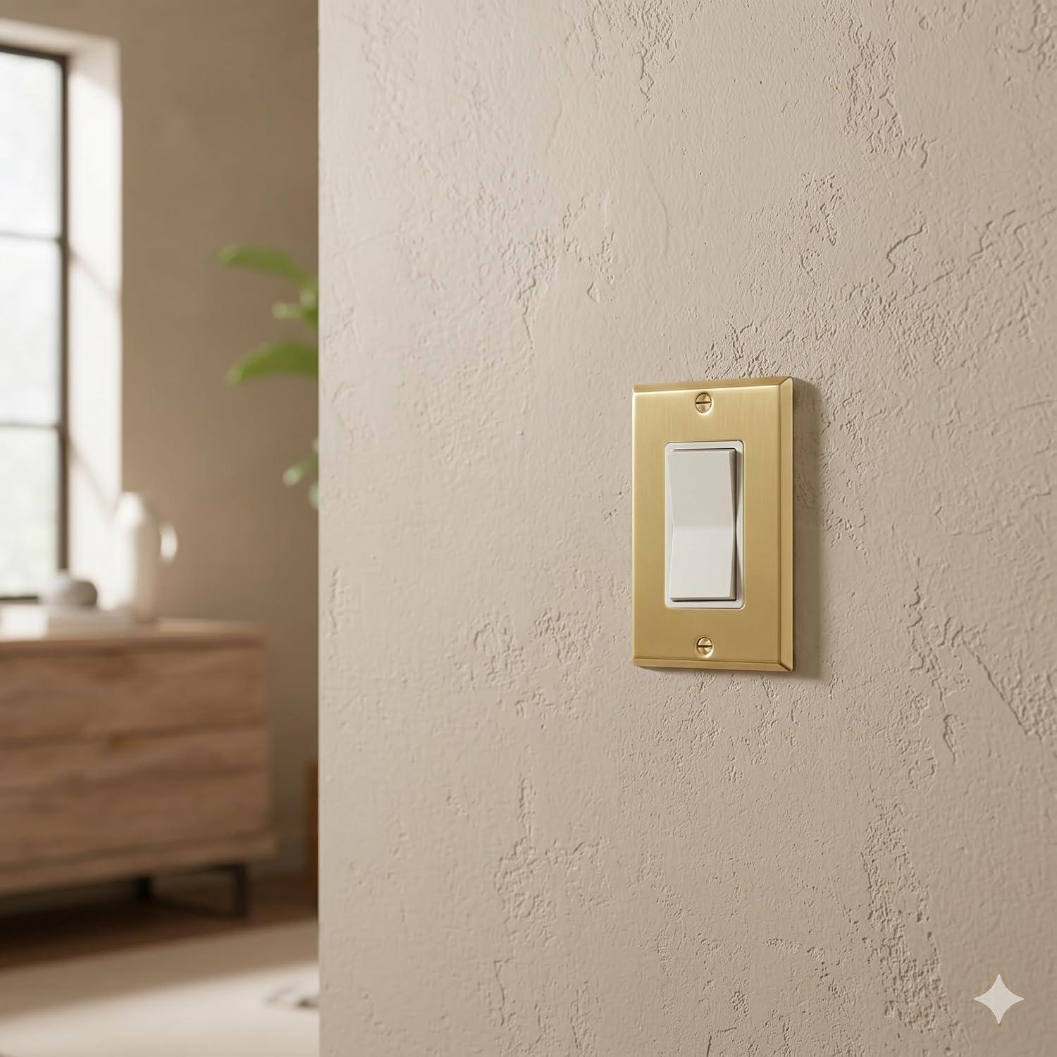 Rio Salto BRASS Signature Collection Brushed Brass Gold Metal Outlet Cover, Decorative Light Switch Cover Plate Wall Plate, Premium, Rocker 1-Gang, 2.75" X 4.50" Standard Size