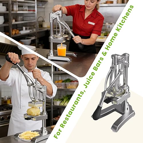 Miniatura 6 de Exprimidor comercial de hierro fundido y máquina manual de picadora de verduras, cortador de alimentos 2 en 1 con cuchilla, cortador de verduras y