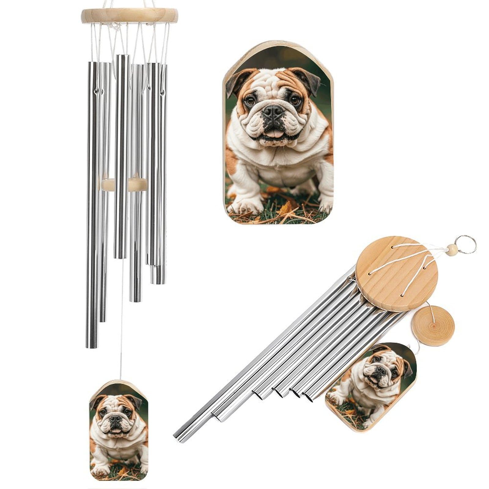 Carillon vent ton profond bouledogue étanche en aluminium pour extérieur