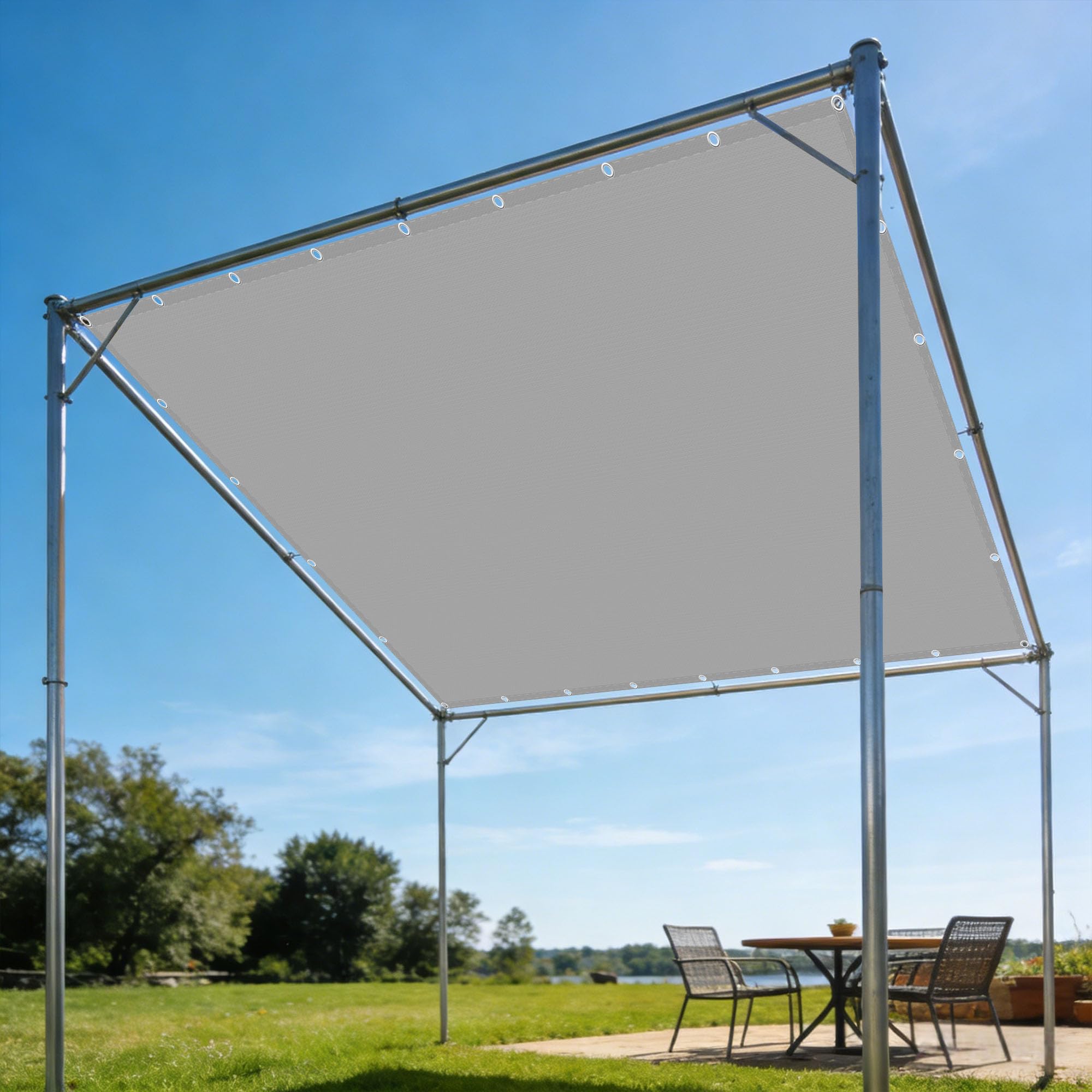 Voiles ombrages rectangulaire 120x400 cm gris clair pour balcon et terrasse