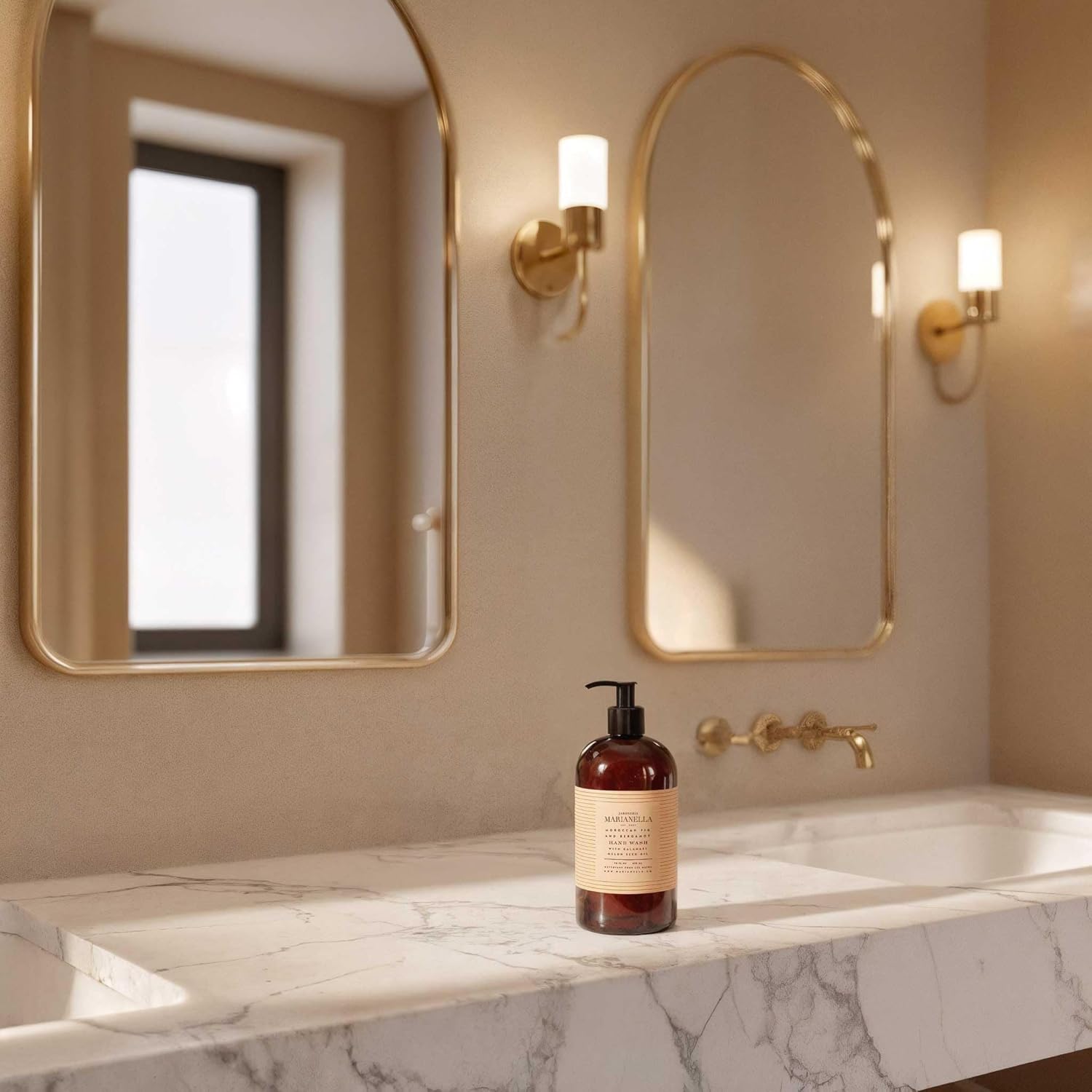 Marianella Luxury Hand Soap | Moroccan Fig & Bergamot Hand Wash 16oz Bottle | Hydrates & Moisturizes with Aloe Vera & Coconut Oil | Jojoba Oil to Soften & Replenish | Made in USA