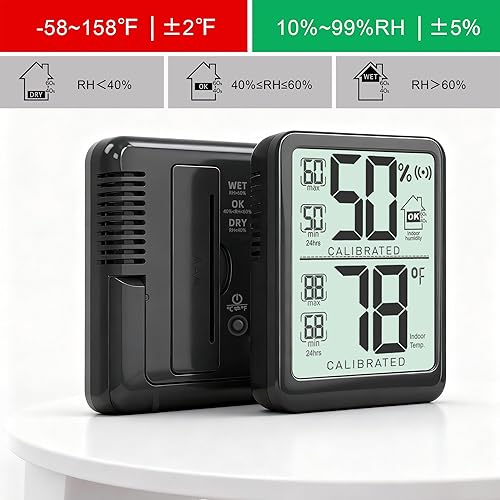 Miniatura 6 de Antonki Room Thermometer, Digital Small Hygrometer Indoor Thermometer Humidity Gauge, Temperature Humidity Meter with Max/Min Record Monitor Sensor