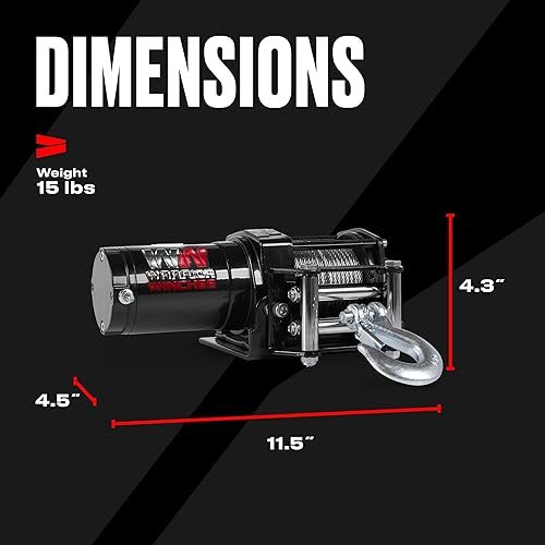 Miniatura 28 de Warrior Winches Ninja 4500 libras – Cabrestante eléctrico de 12 V ATV/UTV con cable de acero, compacto y potente cabrestante ATV de 12 voltios