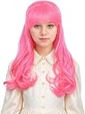 yuehong Pink Long Curly Wig Tail Anime Cosplay Braided Costume Wig for Kid