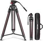 NEEWER LL38 Trépied caméra vidéo de 79"/2m avec tête fluide & Vêtements de nettoyage, Trépied en métal lourd avec une plaque de libération rapide étape compatible avec Canon Nikon Sony Caméscope, Max Charger 17.6lb