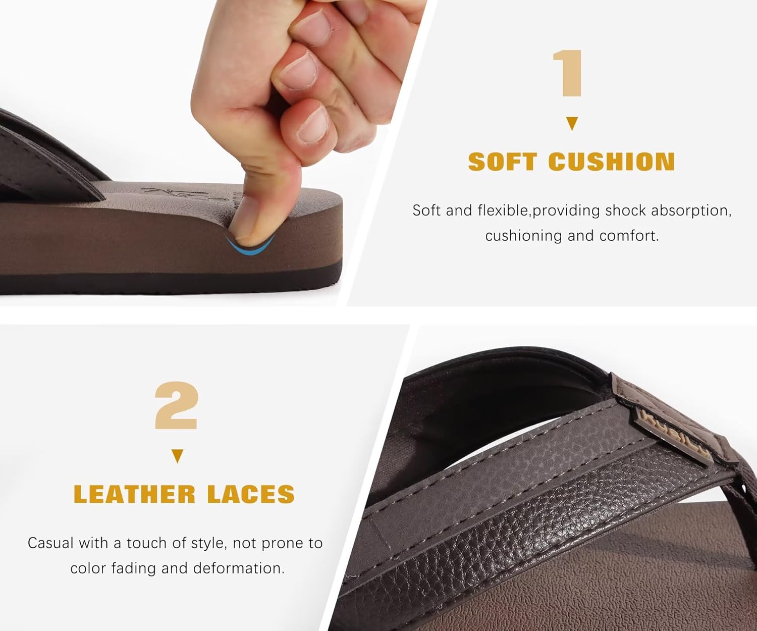 KuaiLu Men's Flip Flops Arch Support Summer Beach Pool Water Thong Sandals Waterproof Rubber Walking Shoes - Image 5