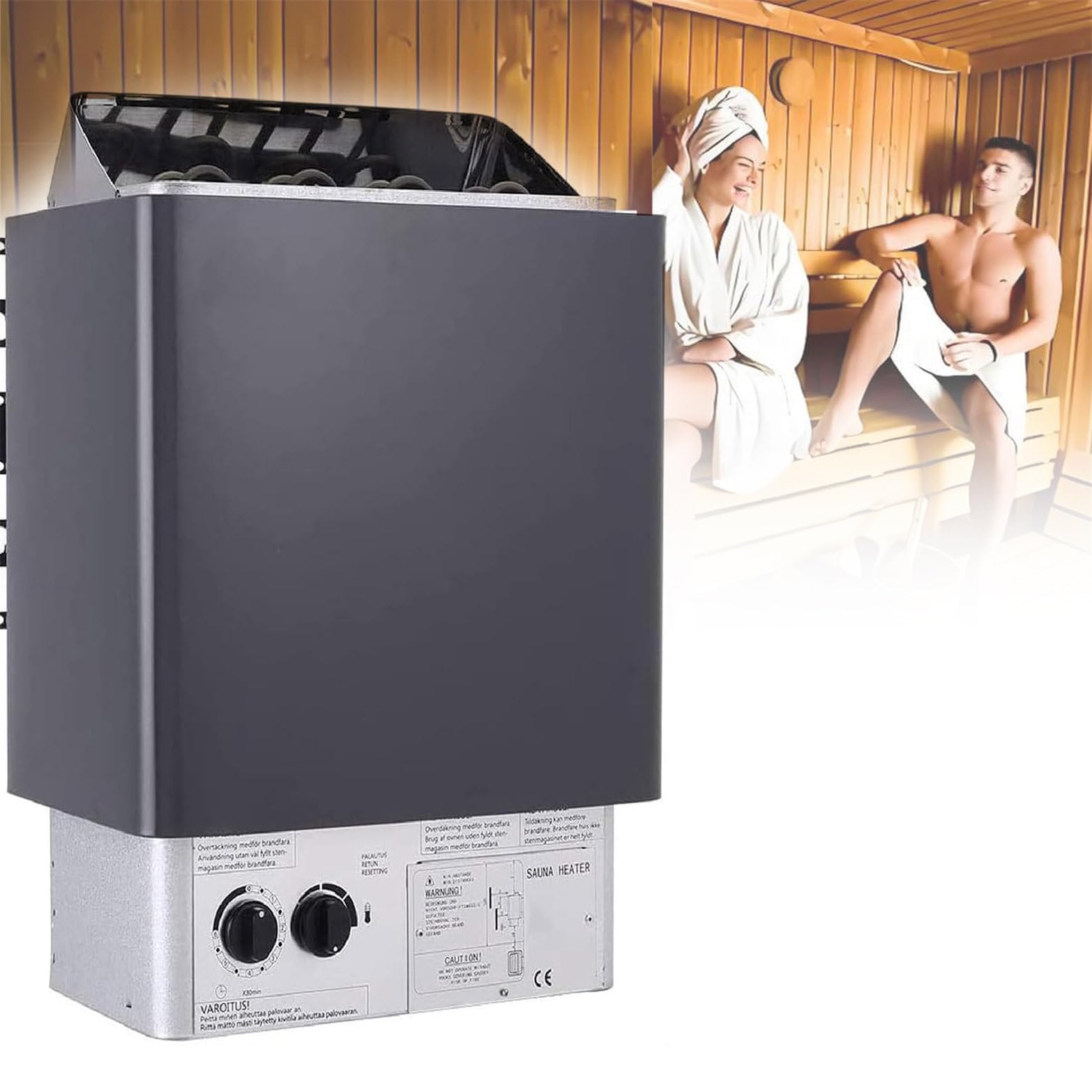 XCSCUK Electric Sauna Heater, 220V Stainless Steel Sauna Room Heater, with Built-in Controller,for Dry & Steam Bath,for Home Spa Experience (4.5KW)