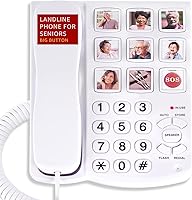Vista 1 de Uvital Big Button Phone for Seniors, Corded Landline Phone with 9 One-Touch Dialing Big Buttons, Hands-Free Calling, Loud Ringer, Easy to Use for