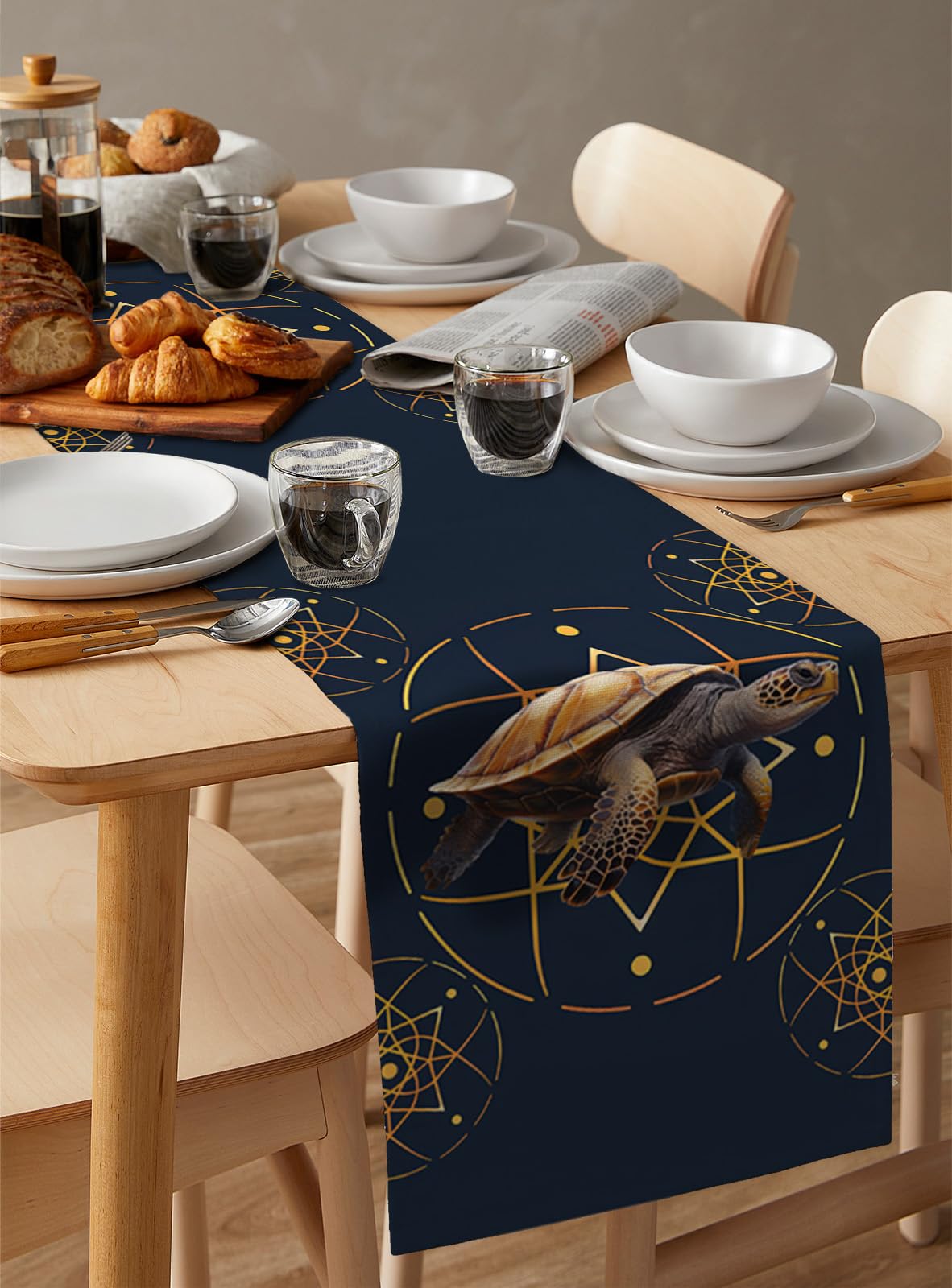 ネイビーブルーの花柄テーブルランナー Amazon.co.jp: テーブルランナー タートル 花柄 ネイビーブルー