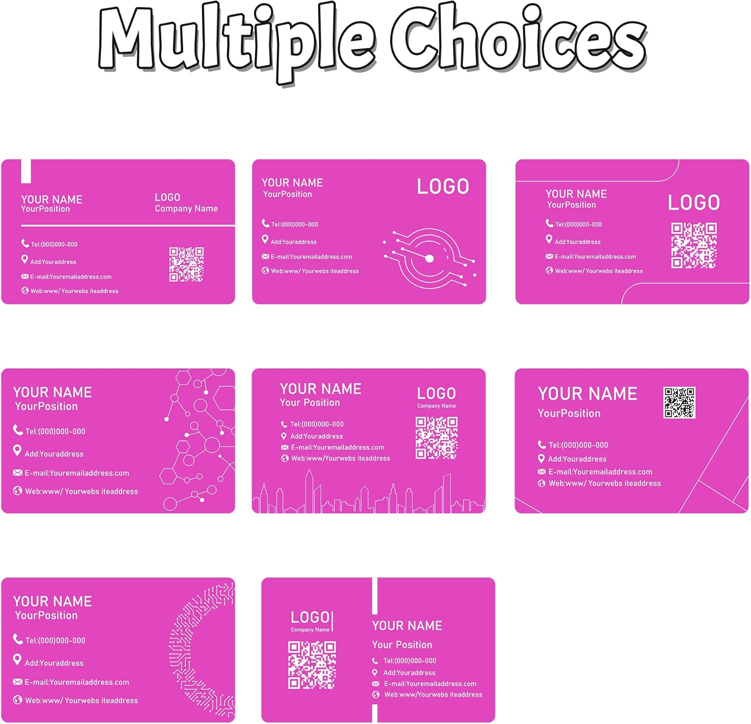 Custom Metal Business Cards 0.5mm,Double-Sided Engraved Name Logo&QR Code,9 Colors Aluminum Business Cards Personalized,Business Calling Cards for Branding, Networking,VIP Card,20-400pcs (Purple)