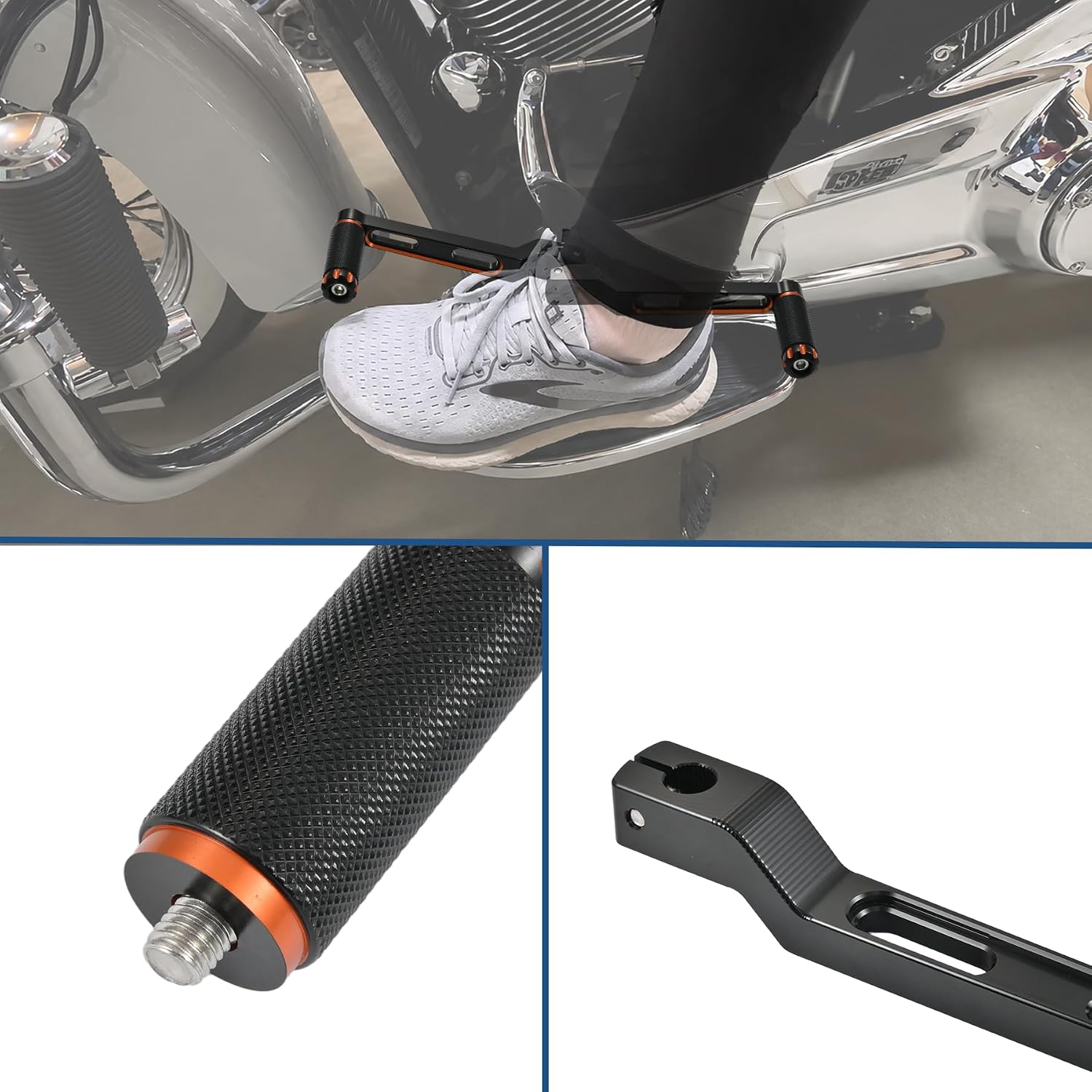 Black Orange Extended Shift Lever Compatible with Harley Road Glide Limited FLTRK 2020-2025, CNC Aluminum 1 Inch Longer Shift Lever Replacement for 33895-82E, Motorcycle Gear Shift Lever Upgrade