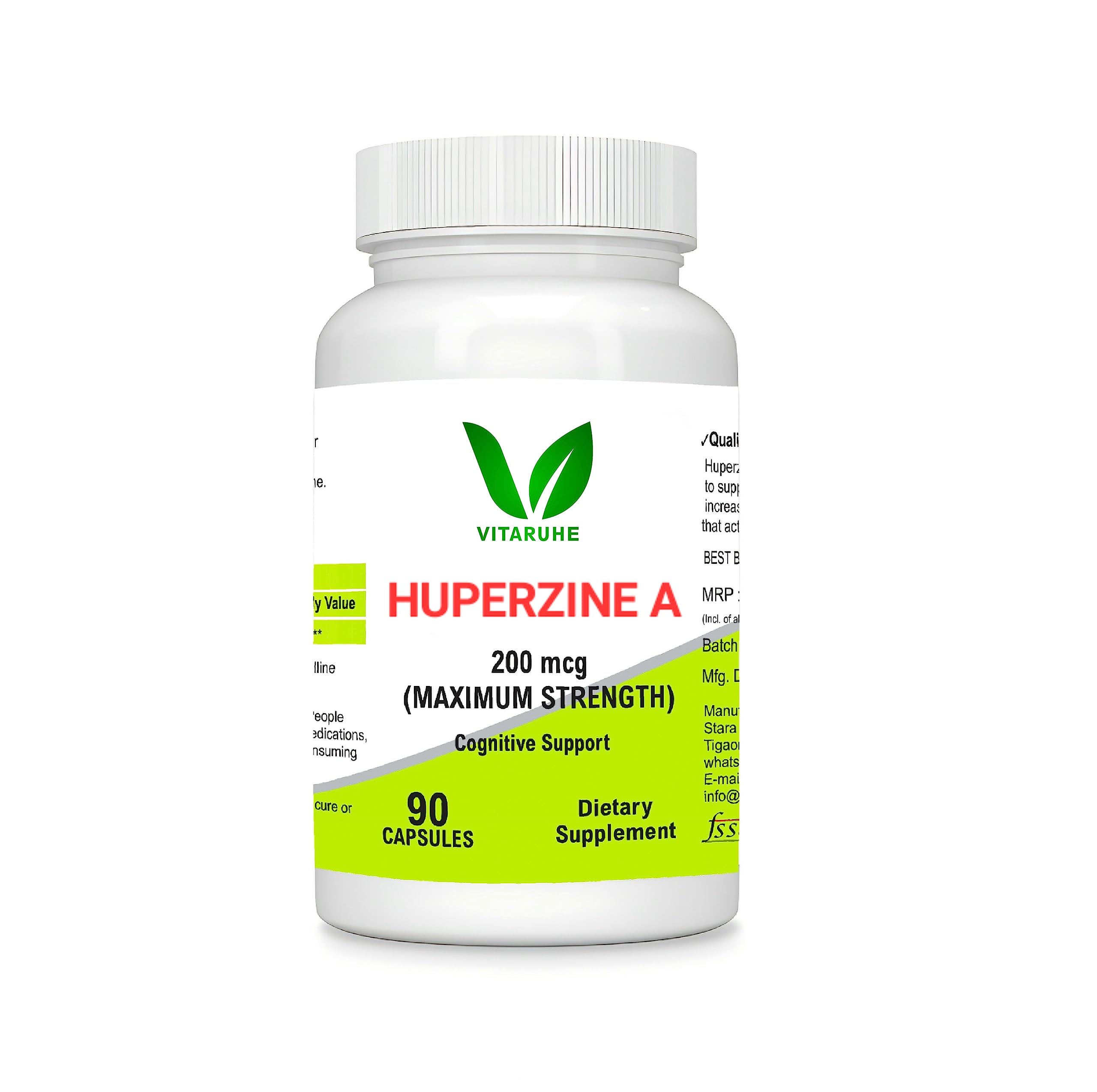 VITARUHE® Huperzine A 200mcg Per Serving, 90 Capsules, (Huperzine A Supplement), Supports Focus, Cognition, Memory and Learning Ability, Premium Brain Health Supplement, No GMOs (B0C6VX3ZQV) Amazon Price History, Amazon Price Tracker