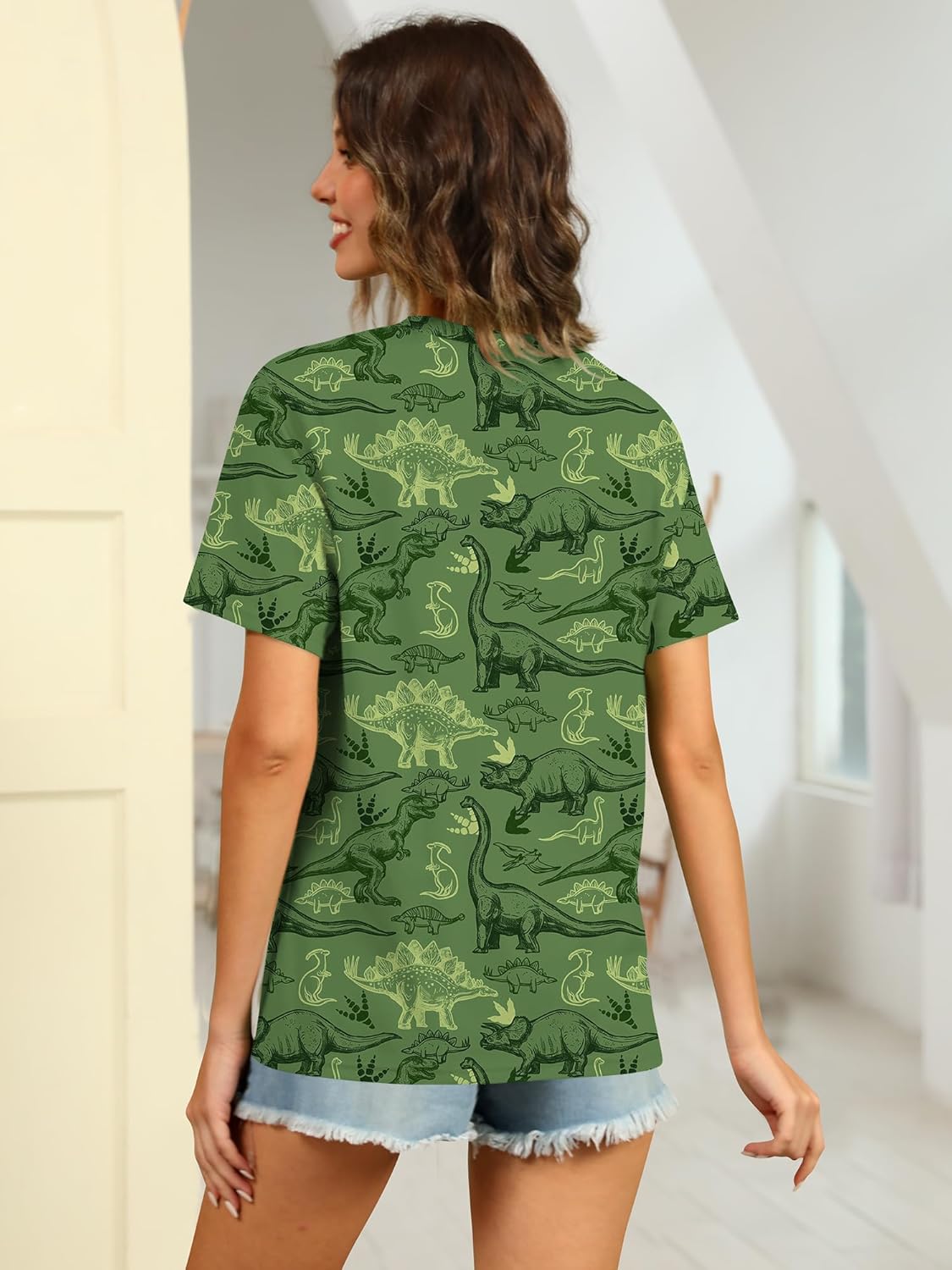 RMCMS Women Dinosaur Shirt Summer Cute Tops Dino Graphic Tees Casual Loose Short Sleeve Blouse - Image 4