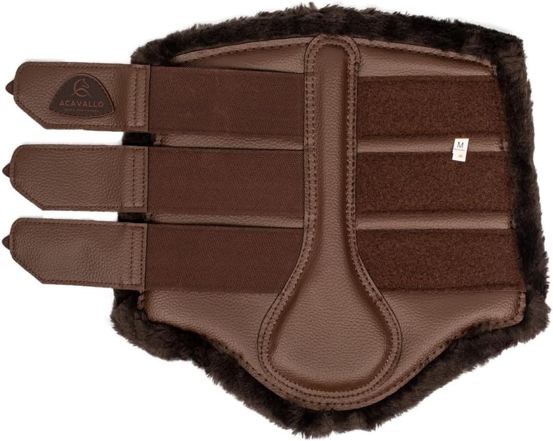 Acavallo Hind Brushing Boots Faux Leather & Faux Sheepskin, Large Size, Dark Brown