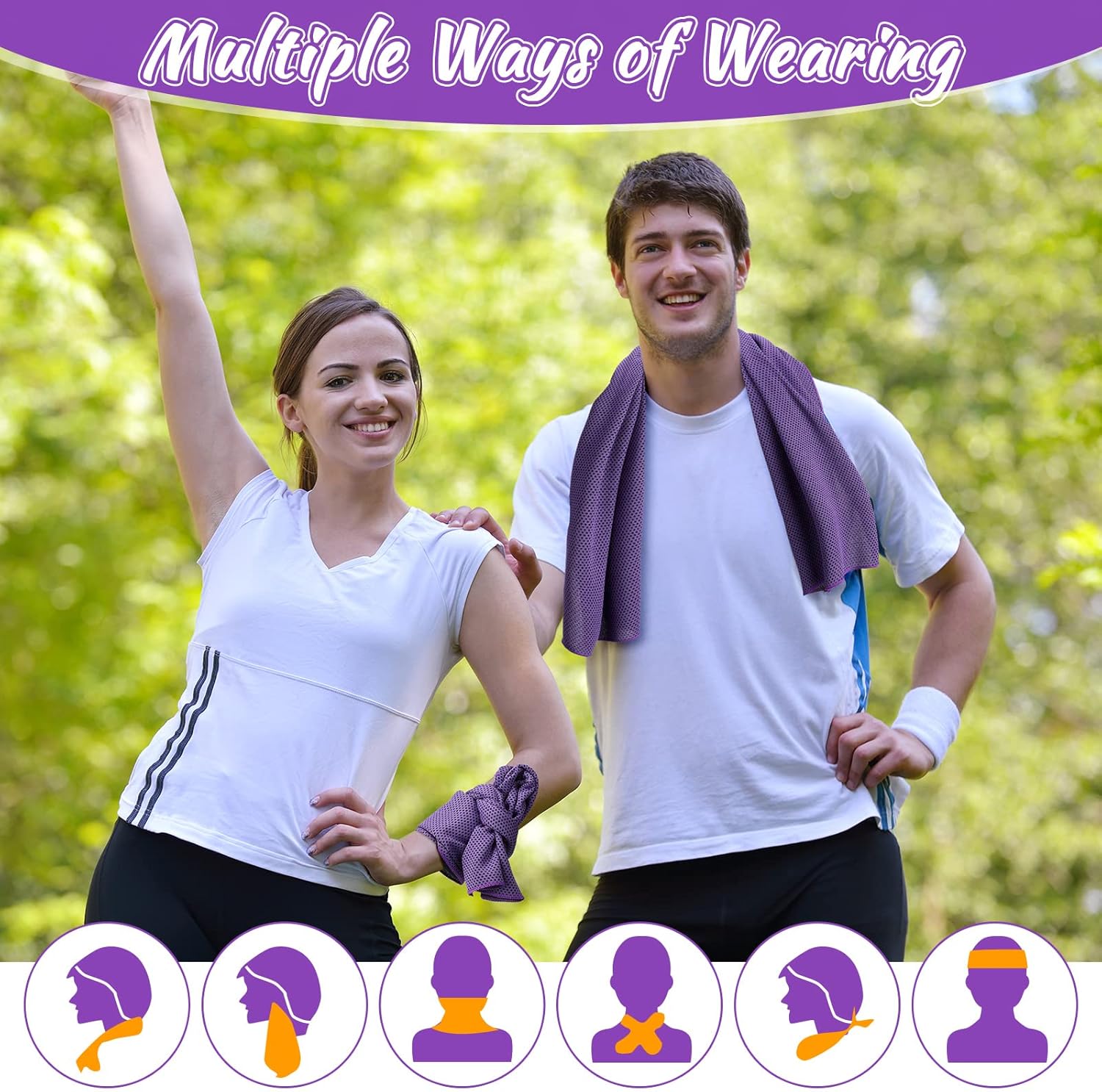 20 Pcs Cooling Towel 40" x 12" Ice Towel for Neck and Face Microfiber Chilly with Bag Breathable Yoga Gym Stay Cool Towels Sweat Rag for Workout Running Camping Pilates Beach Accessories (Purple)