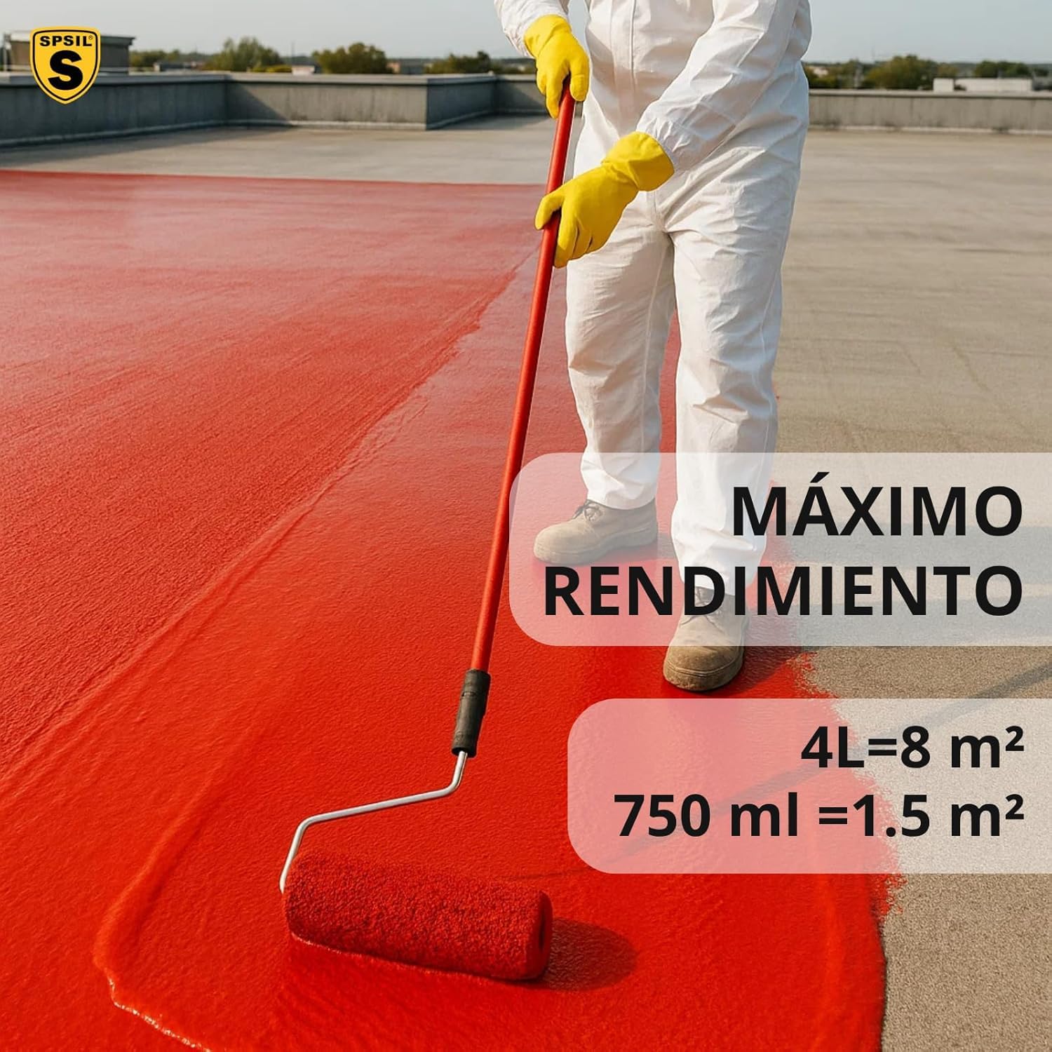 SPSIL Pintura Impermeabilizante Blanca 750 ml-Sellador Antihumedad y Antifiltraciones para Tejados, Terrazas, Cubiertas y Fachadas – Secado Rápido 1-2 h-Protección Exterior Duradera hasta 5 Años — view 5