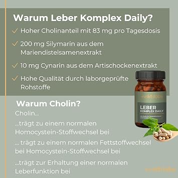 Liver Complex Daily - 120 Capsules With Milk Thistle Artichoke Dandelion Choline Laboratory Tested No Additives & Vegan Milk Thistle Capsule High Dose