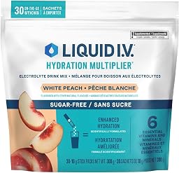 Liquid I.V. Hydration Multiplier Sugar-Free Drink Mix, White Peach, 30 x 10g Stick Packs