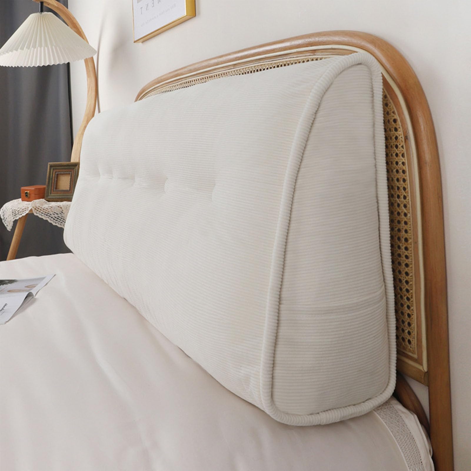 GYCF Wedge Cushion Headboard Bed,Triangular Cushion Wedge Pillow Bed Rest Reading Pillow Bolster Pillow for Sitting in Bed Backrest Positioning Support Long Pillow,White,60 * 50 * 20CM