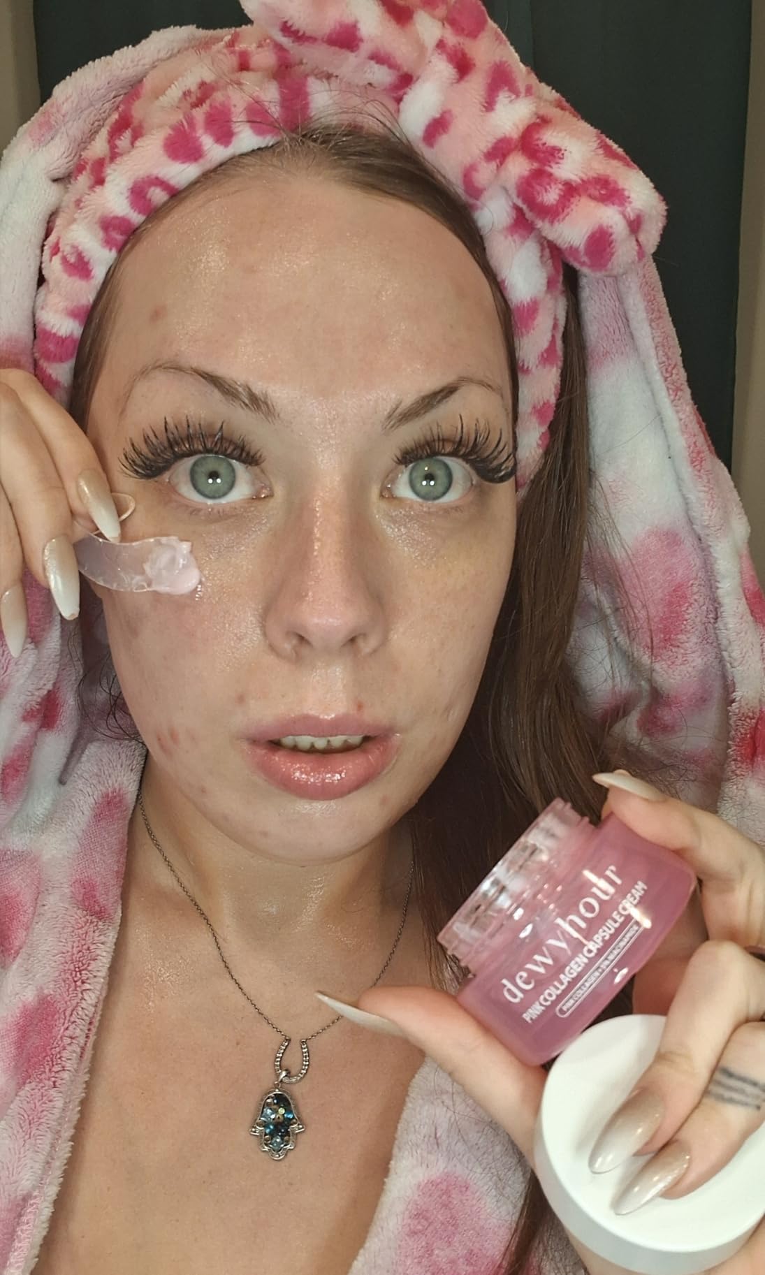 dewyhour Pink Collagen Capsule Face Cream, Lightweight Face Moisturizer, Smoothing & Firming, Brightening Glow, Improves Appearance of Uneven Tone, Korean Skincare, For Dry Skin