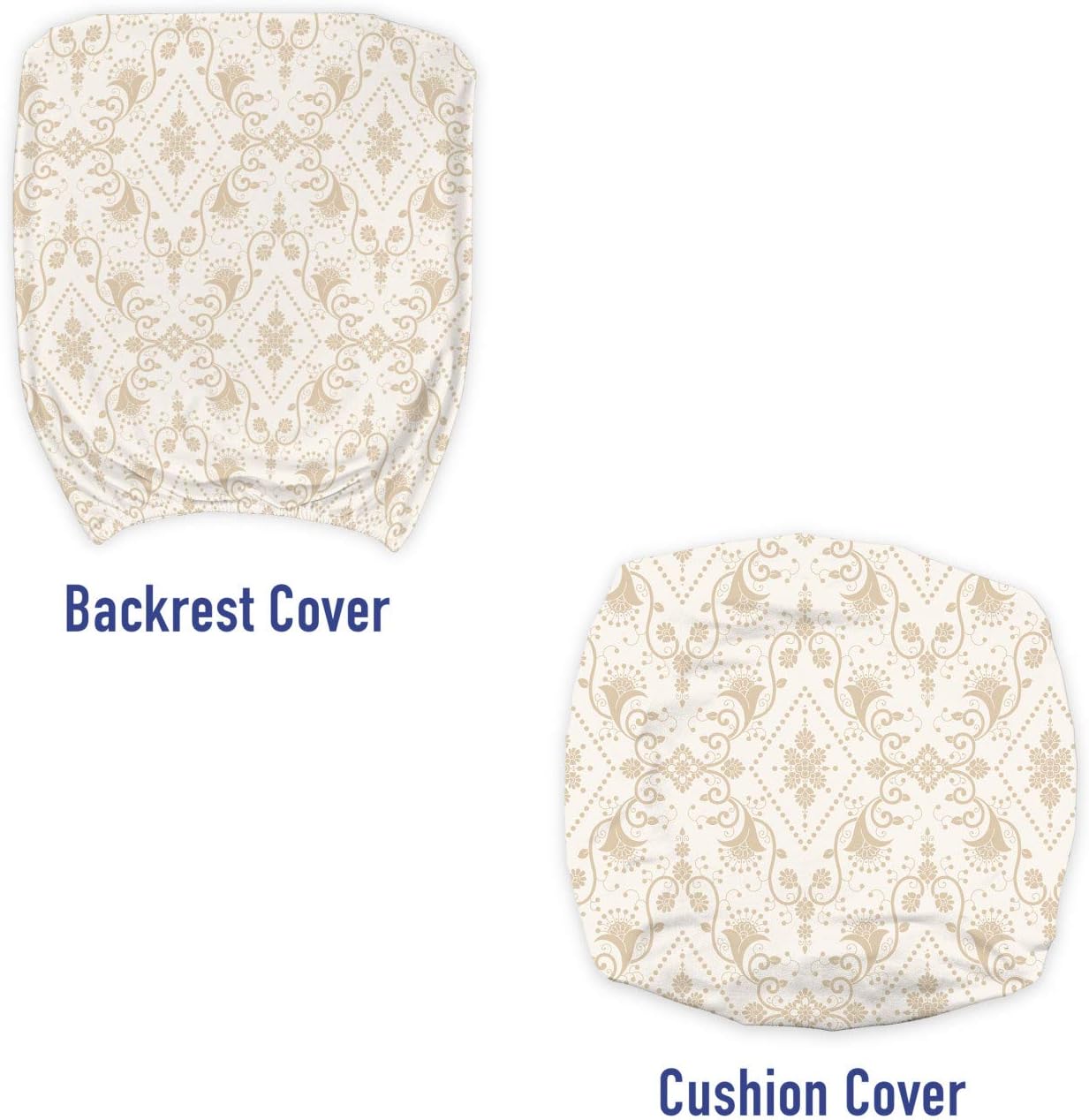 Ambesonne Damask Office Chair Slipcover, Classical Damask in Faded Colors Retro Vintage Style with Traditional Design Elements, Protective Stretch Decorative Fabric Cover, Standard Size, Cream Tan