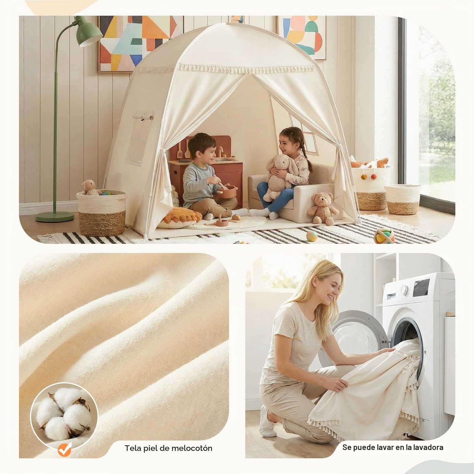 Sumbababy Tienda Grande para Niños: Tienda de Campaña para Niños, Interior, Niños Pequeños, Tipi para Niños y Niñas, Casa de Juegos, Interior, Toldo, Cama para Sala de Juegos, Regalo