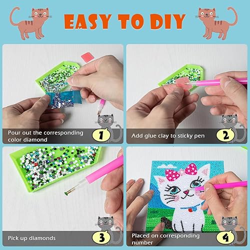 Miniatura 3 de Kits de pintura de diamante 5D de 6 piezas para niños principiantes, kits de pintura de diamantes fáciles de manualidades para niños de 8 a 12 años,