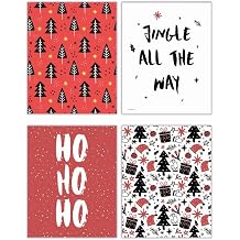 TRENDYPRINT Christmas Jingle All Way Red White 8 x 10 Wall Art Set | TrendyPrint wall art | Bedroom or office display | Christmas gift