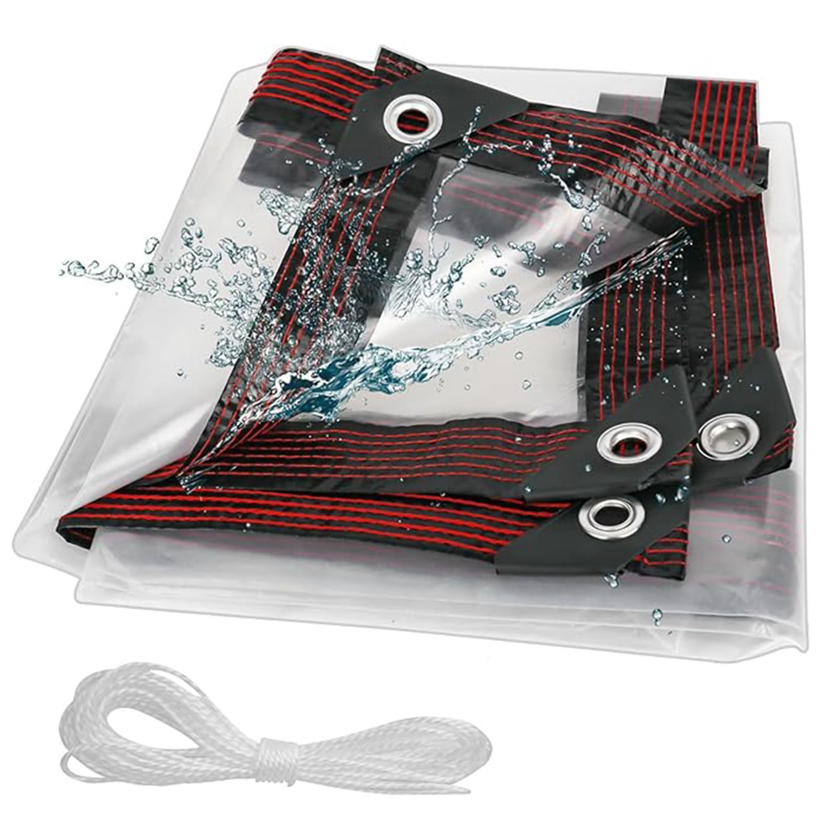 GJZQDKX Heavy Duty 5x7m Clear Tarps - Waterproof Transparent Tarpaulin UV Resistant Tear-Resistant Plastic Sheet Covers with Grommets for Patio Outdoor and Weather Protection