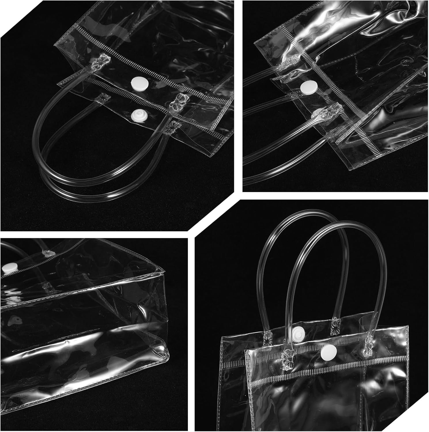 60 Pcs Clear Plastic Gift Bags with Handle Reusable Small Transparent PVC Wrap Tote Bags 5.9X5.1X2.8 inches for Bachelorette Bridesmaid Wedding Birthday Christmas Party Favor - Image 3