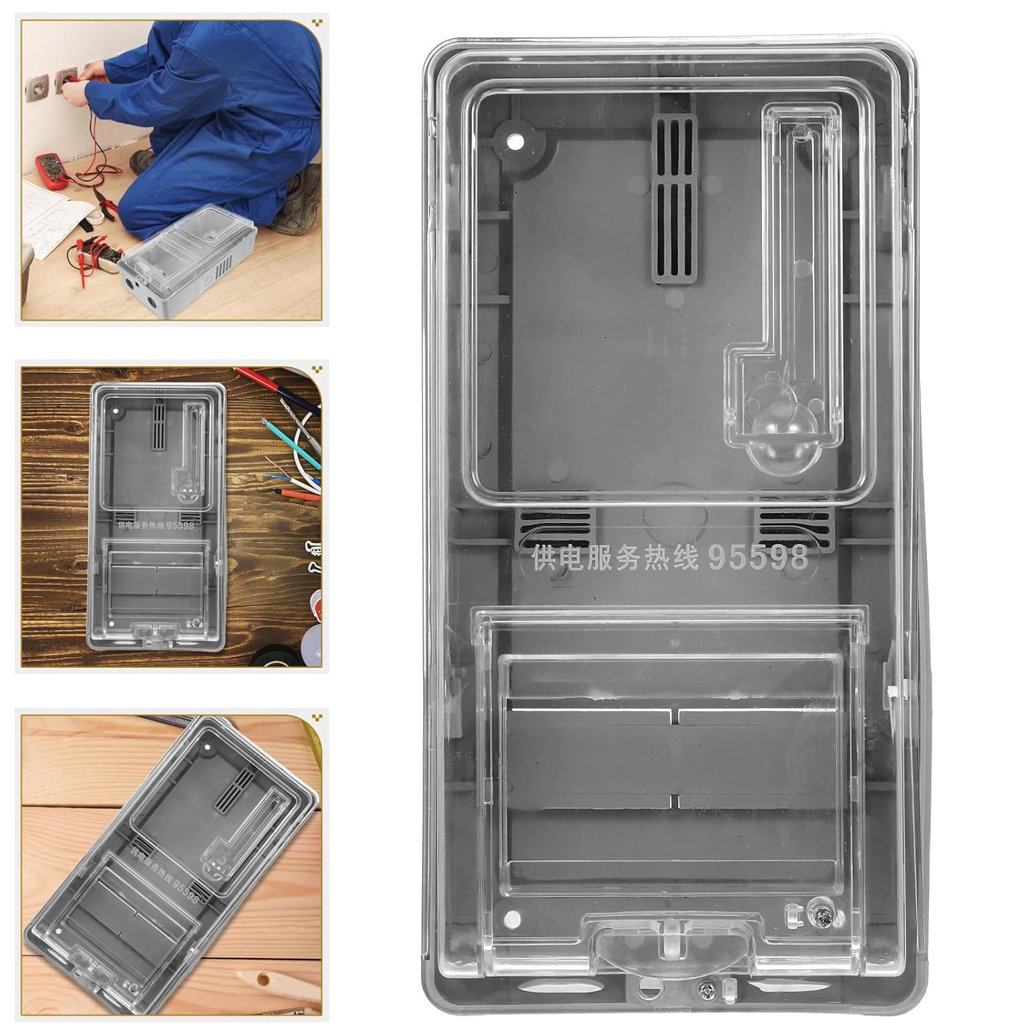 Electric Meter Box Plastic Electrical Distribution Box Cover Weatherproof PC Plastic Household Single Phase Power Protection Case