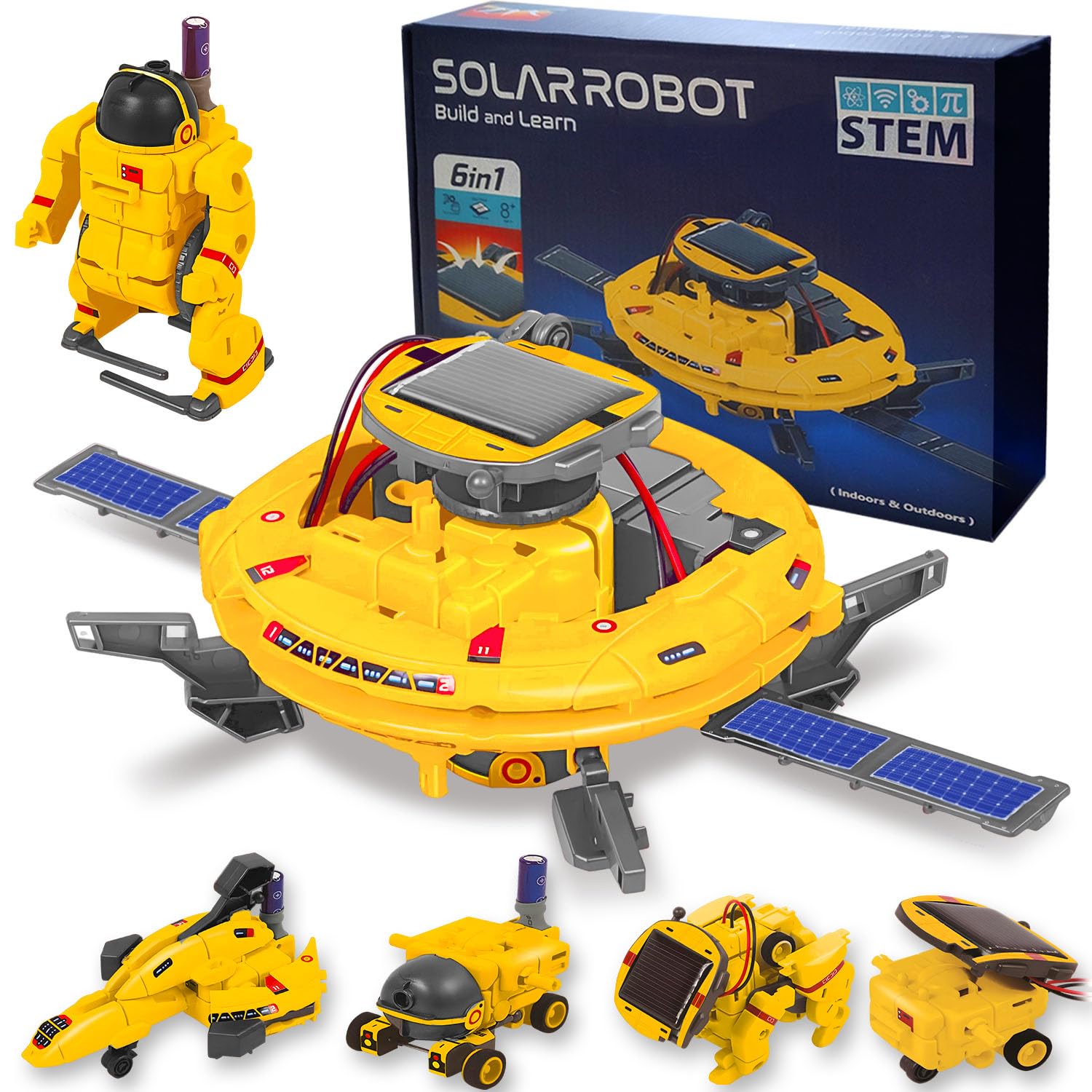 Hechify STEM 6-in-1 Solar Power Robotics Set for Kids, DIY Space Engineering Projects & Science Experiments, Educational Birthday Gifts for 8 9 10 11 12 Year Old Boys Girls Teens