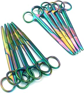 PRECISE CANADA: Set of 10 Multi Titanium Color Rainbow Mayo Scissors 5.5