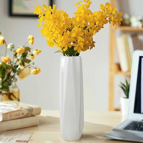 Florero de cerámica blanca, jarrones texturizados modernos de 12 pulgadas de alto para granja, decoración del hogar, estante, centros de mesa,