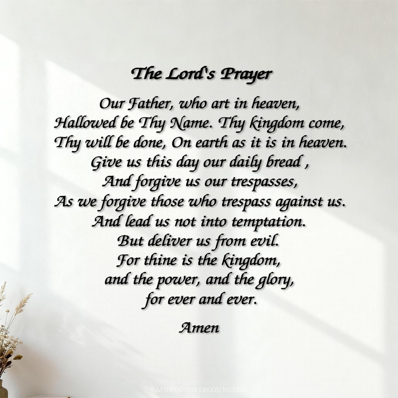 Ergou Stickerdecal-84990 Lord's Prayer Quote Faith Pattern Amen Saying Bible Verse Calligraphy Wall Stickers Paster Paper 36X39.3cm Can Modify And Add Information Black
