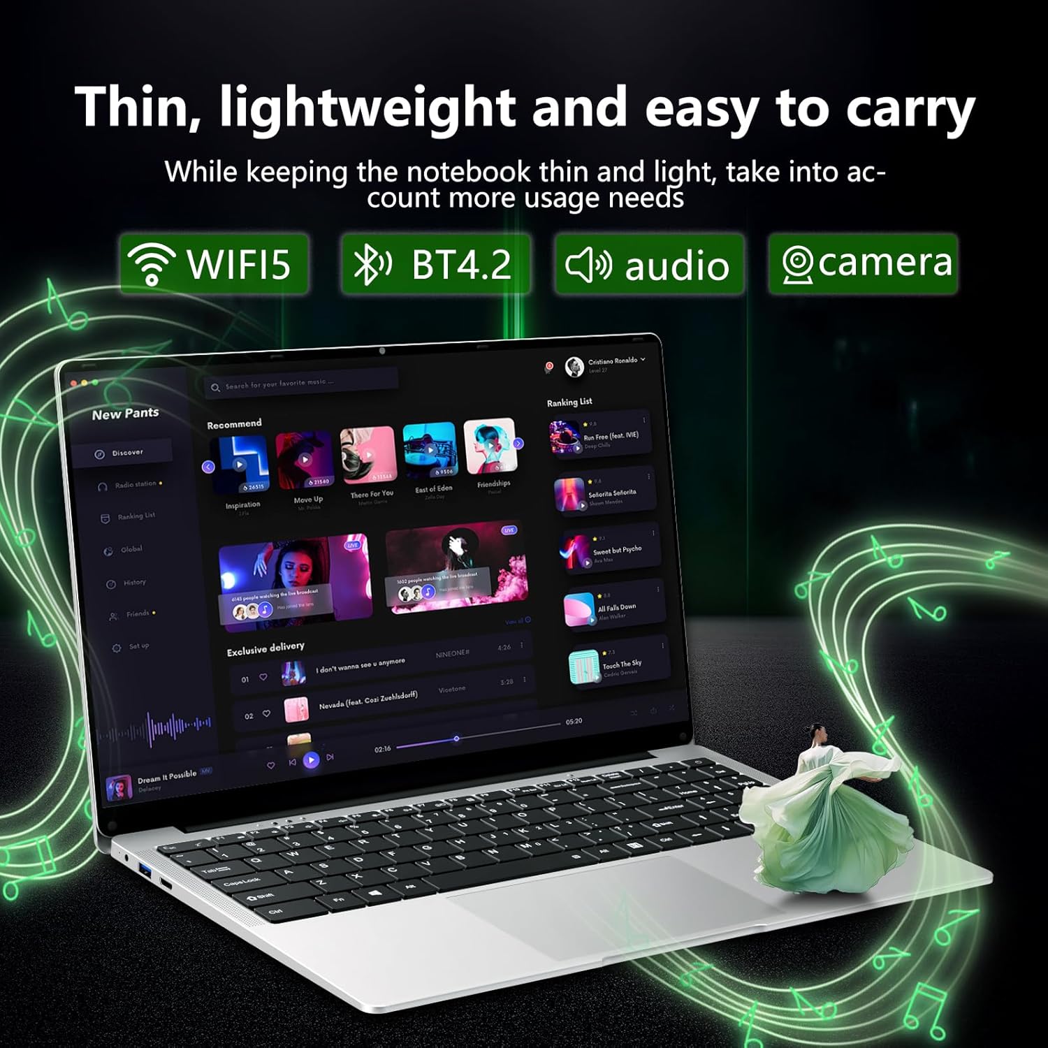 15.6" Laptop Computer Chromebook,LPDDR4 8GB RAM 256GB SSD,Win11 Pro Laptops 15.6 Inch FHD Display 1920*1080,N4000 Up to 2.60 GHz,Lightweight Lap top-For Students/Commuters/Business Professionals