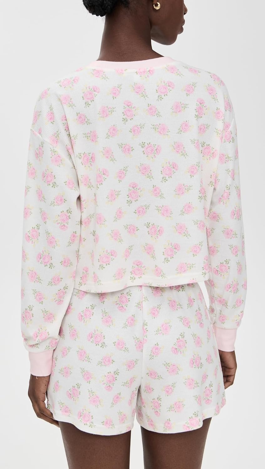 PJ Salvage womens Boyfriend Long-sleeve Top and Boxer Short Bottom 2-piece Pajama Set - Image 4