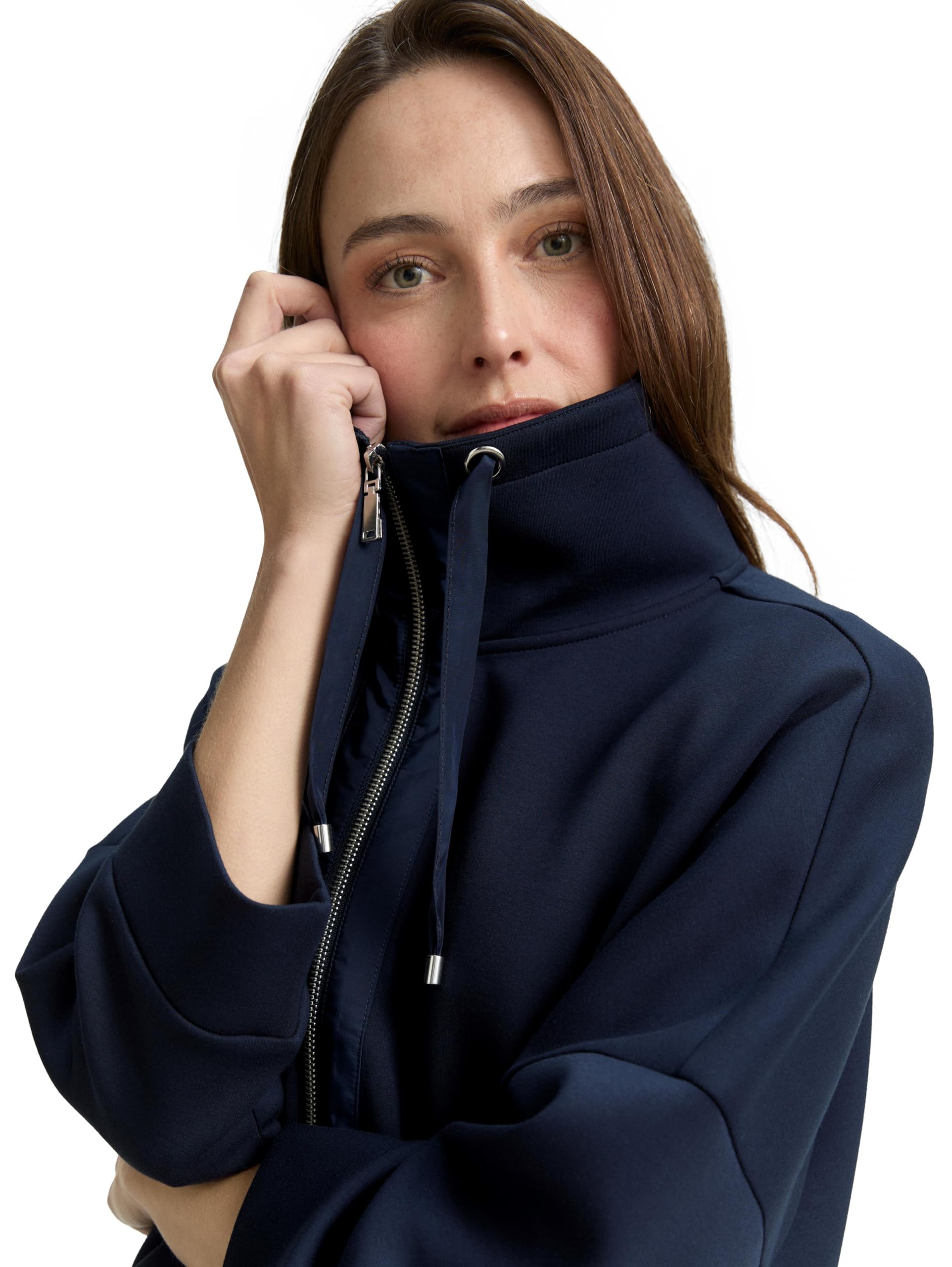 Tom Tailor Damen Boxy Fit Scuba Sweatjacke