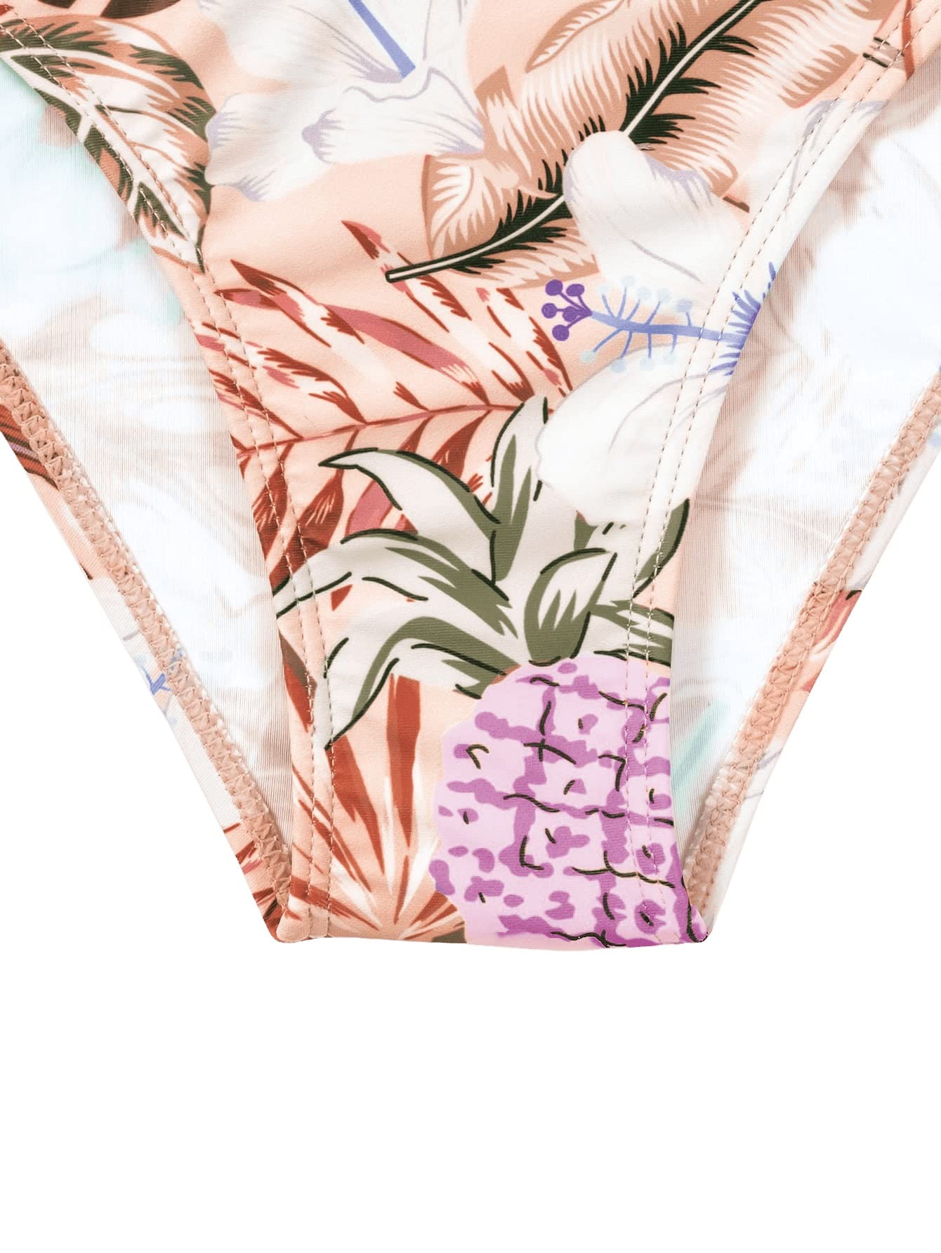 GORGLITTER Bikini damskie bikini push up z fiszbinami, strój kąpielowy z wzorem tropikalnym, dwuczęściowy strój kąpielowy