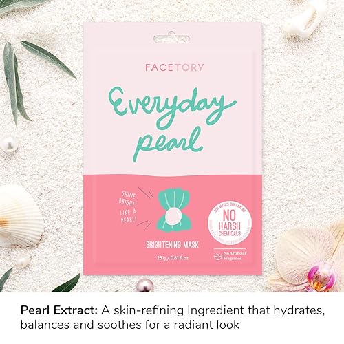 Miniatura 3 de FACETORY K Beauty - Máscara facial para el cuidado de la piel, máscara iluminadora de perlas para todos los días, a base de plantas con esencia de