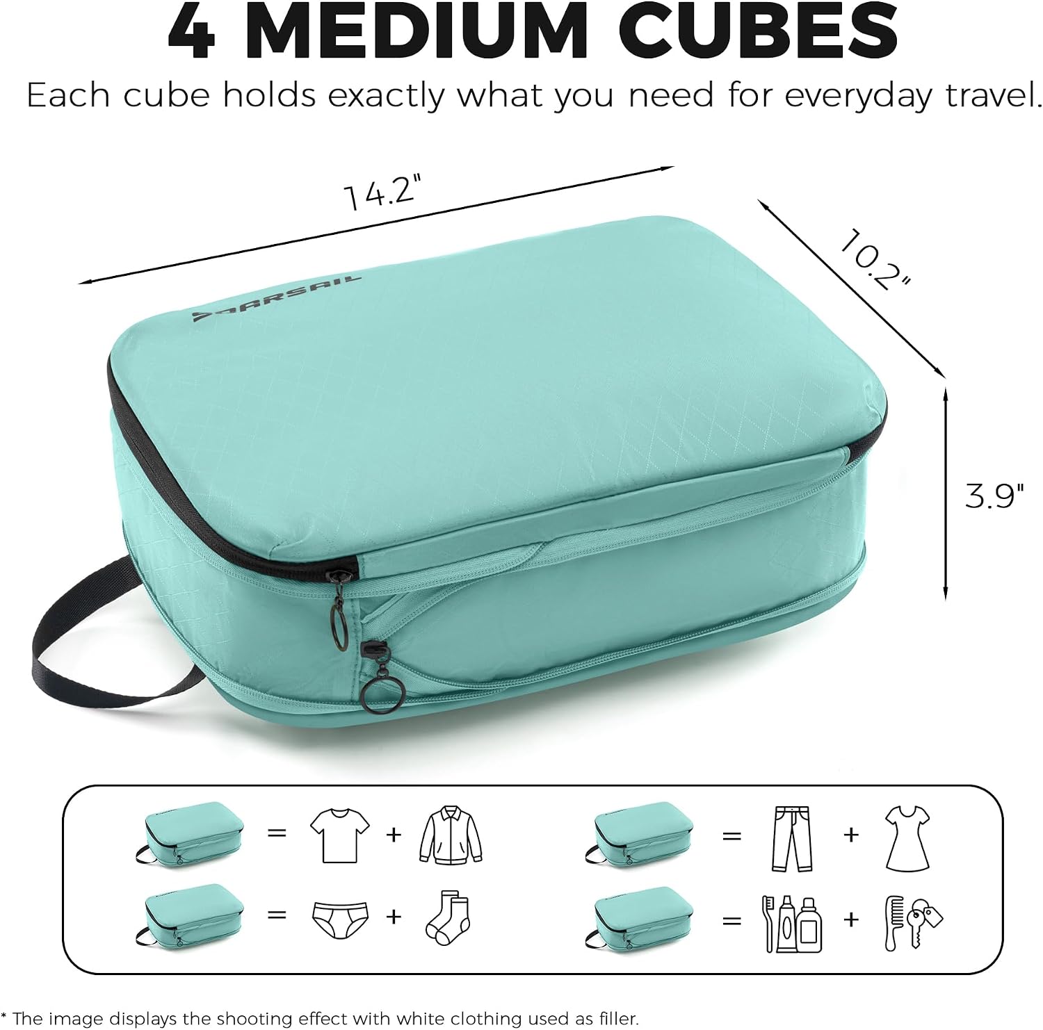 4 Pack Ultralight Compression Packing Cubes for Travel, Cyan image 5