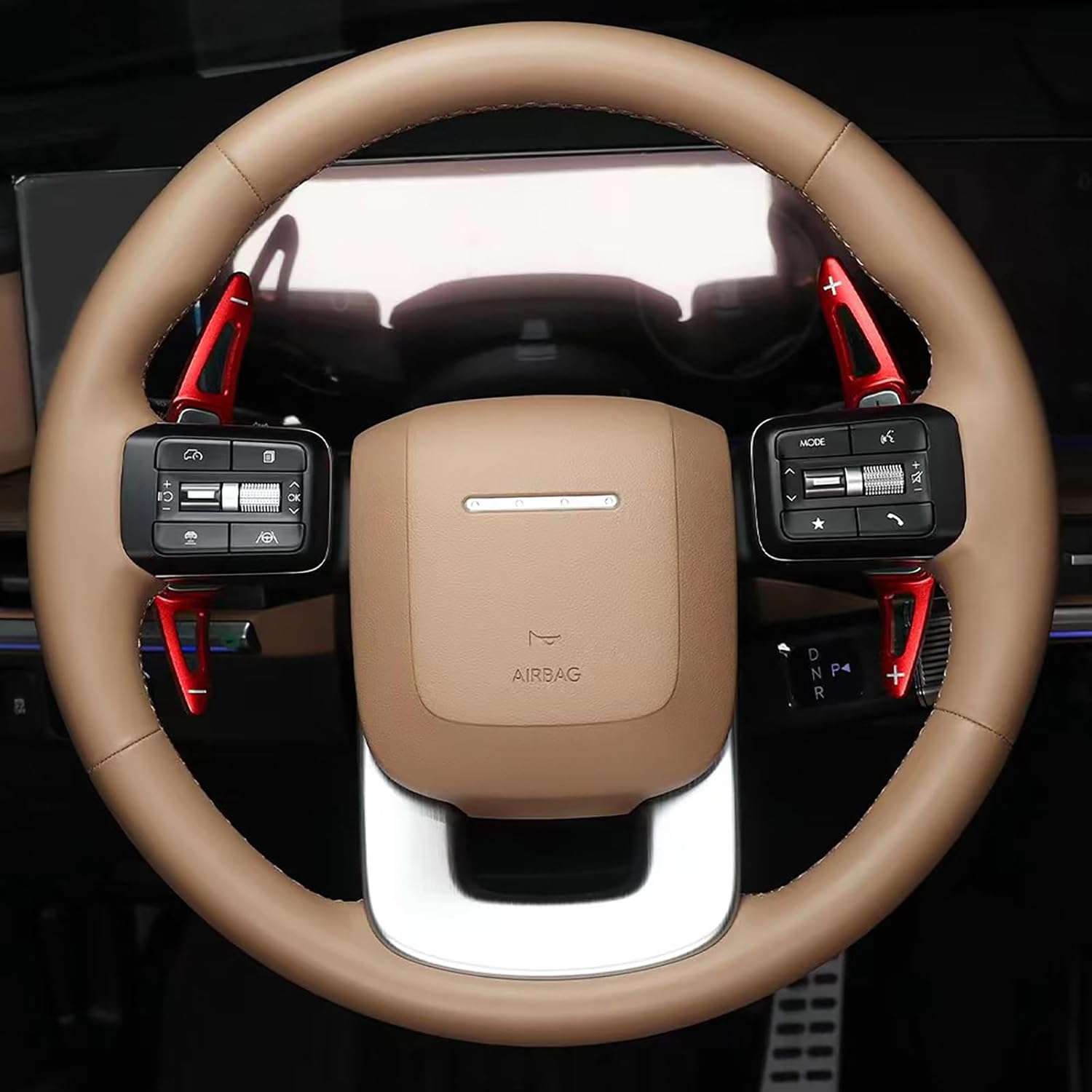 Aluminum Car Steering Wheel Shift Paddle Extension Stickers for Hyundai Santa Fe/Santa Fe HEV 2024-2025, Palisade/IONIQ 9 2026(red)