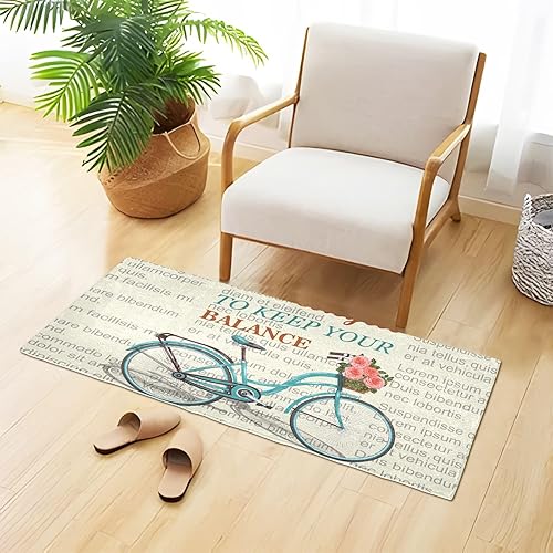 Miniatura 3 de ALAZA Tapete de cocina con cita inspiradora y con cita inspiradora sobre fondo de periódico, 39 x 20 pulgadas, antideslizante, suave, lavable, para