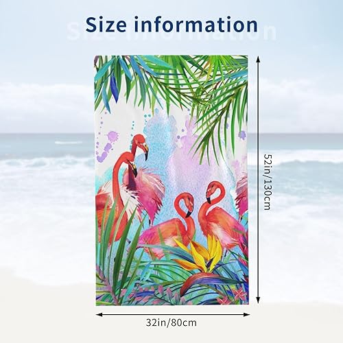 Miniatura 4 de VOOHDDY Toalla de playa de verano con diseño tropical de flamenco, grande, suave, absorbente, de secado rápido, toallas de baño de gran tamaño para