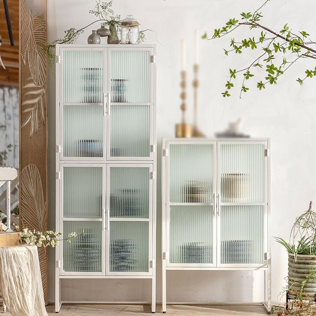 Sideboard Cabinet Living Room Storage Side Cabinet Modern Simple Glass Side Cabinet White Iron Entrance Cabinet Shoe Cabinet Sideboard Cabinet with Drawers