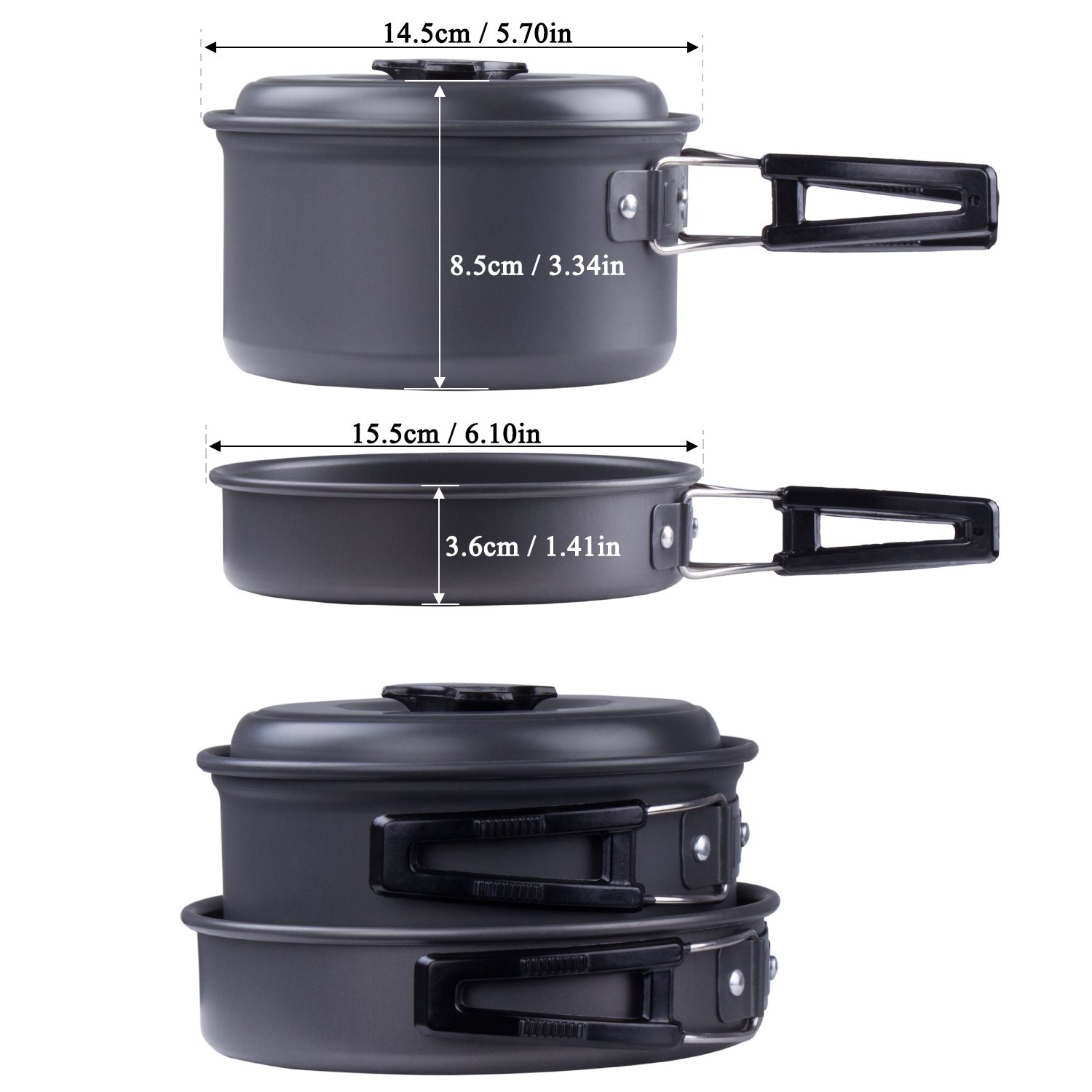 Campeggio Pentole, Camping Stoviglie Kit Camping Cookware Kit Utensili da Cucina Set per Campeggio per attività all'Aperto, Escursionismo, Trekking,Campeggio, Adatto per 1-2 Persone